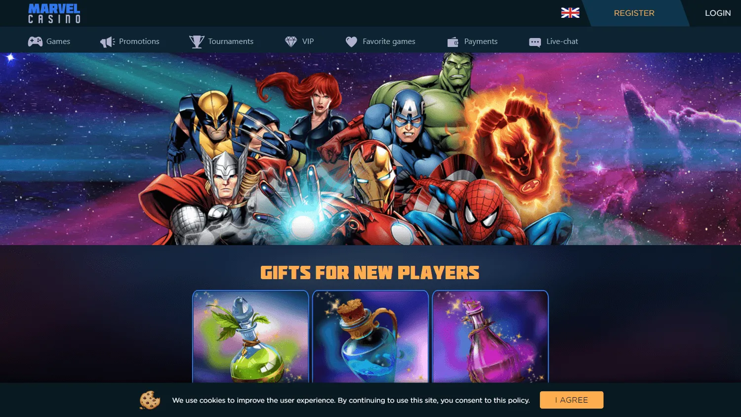 Marvel Casino promotions on desktop